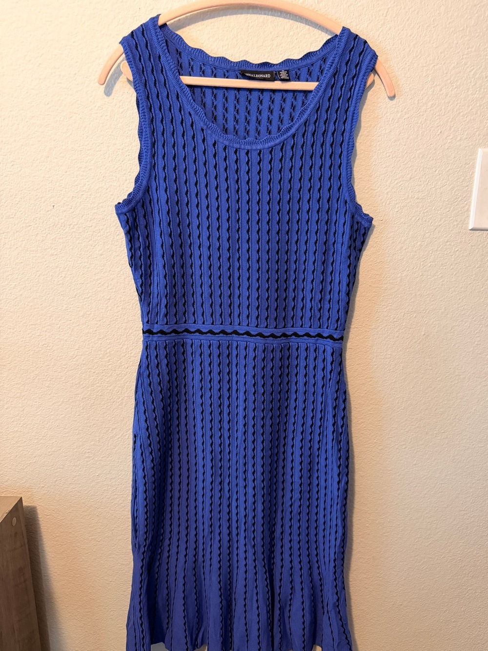 Nina Leonard Royal Blue Sleeveless Knit Midi Dress